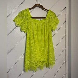 Lilly Pulitzer Neon Yellow-Green Lace Blouse